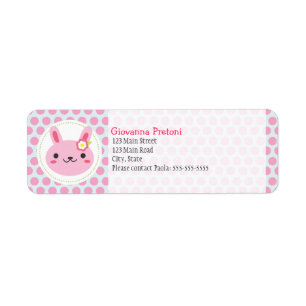 Étiquette Kawaii Bunny et Pois roses