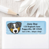 Étiquette Kawaii Tri Color Australian Shepherd (En situation)