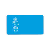 Étiquette Keep Calm and Your Text on Sky Blue (Devant)