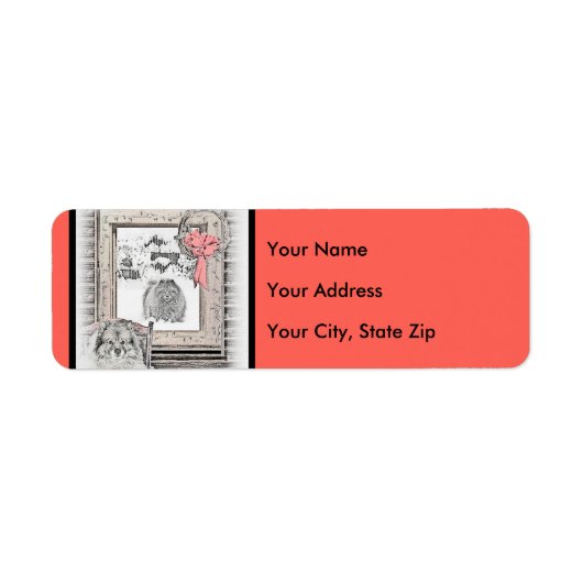 Étiquette Keeshond Noël hiver fenêtre Peinture Chien Art (Devant)