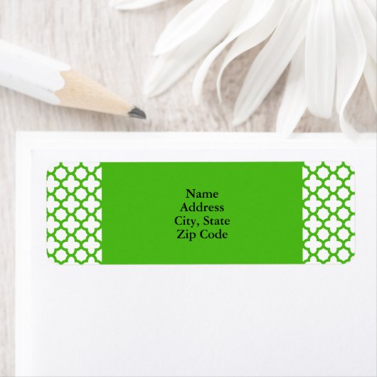 Étiquette Kelly Green Quatrefoil Motif (En situation)