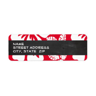 Étiquette Ketmie tropicale rouge de cadmium ; Tableau