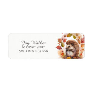 Étiquette Kids Autumn Watercolor Hedgehog Adresse de retour