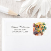 Étiquette Kids Summer Watercolor Koala Adresse de retour (En situation)