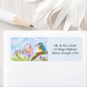 Étiquette  Kingfisher with Purple Irises Return Address  (En situation)