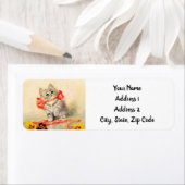 Étiquette Kitten avec ruban rouge (En situation)