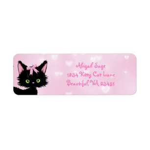 Étiquette Kitten Cat Pink et White Girly