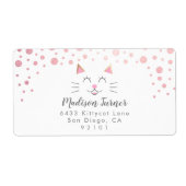 Étiquette Kitty Cat Pink Gold Parties scintillant Adresse de (Devant)