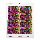 Étiquette Kitty Chat Automne Feuilles d'Artsy Coloré Design (Feuille entière)