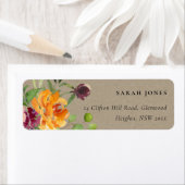 ÉTIQUETTE KRAFT BLUSH JAUNE ORANGE FLORAL BUNCH ADRESSE (En situation)