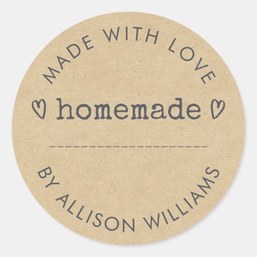 Étiquette Kraft Faite Avec Amour Maison (Devant)