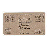 Étiquette Kraft Handwritten Look Cosmetics Bottle Label (Devant)
