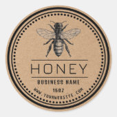 Étiquette Kraft Honey | Logo miel (Devant)