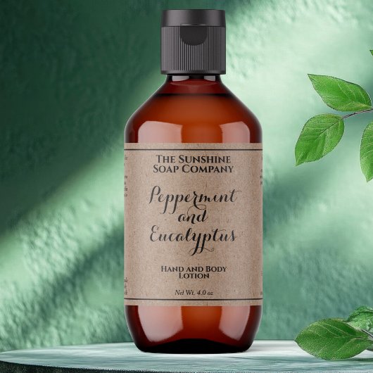 Étiquette Kraft w curly text cosmetics bottle label