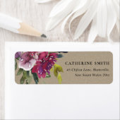 ÉTIQUETTE KRAFT YELLOW BLUSH BURGUNDY FLORAL BUNCH ADRESSE (En situation)