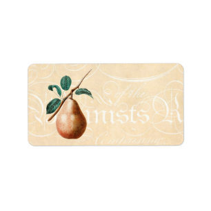 Étiquette La branche vintage W de fruit de poire de 1800s