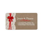 Étiquette La collection de Mariages Rustic Red Bow (Devant)