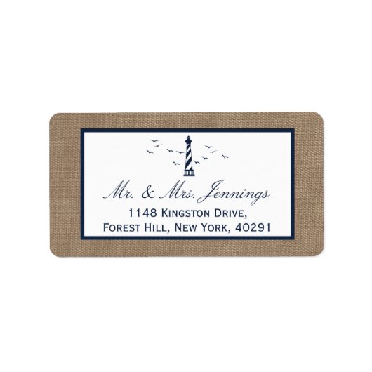 Étiquette La collection Mariage de Burlap du phare nautique (Devant)