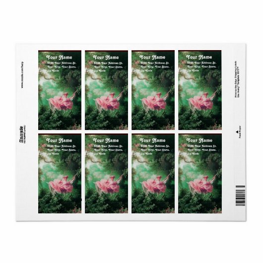 Étiquette LA fuchsia rose verte SWING (Feuille entière)