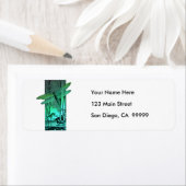 Étiquette La libellule verte et la grenouille dans l'étang (En situation)