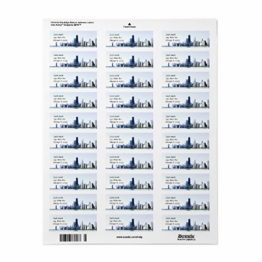Étiquette La photo de Chicago Skyline allégée (Feuille entière)