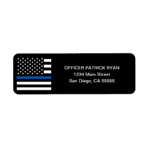 Étiquette La police amincit l'adresse de retour de drapeau