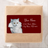 Étiquette LA REINE DES CHATS BLANCS, rouge (En situation)