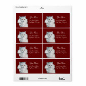 Étiquette LA REINE DES CHATS BLANCS, rouge (Feuille entière)