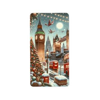 Étiquette La splendeur festive de Londres - Carte de Noël vi