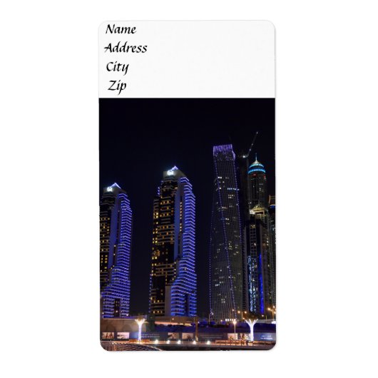 Étiquette La tour de Dubaï Cayan la nuit (Devant)