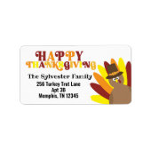 Étiquette La Turquie mignonne rétro heureux de remercier le (Devant)