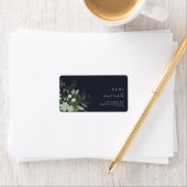 Étiquette La verdure et la feuille d'or | Dark Navy Adresse (En situation)