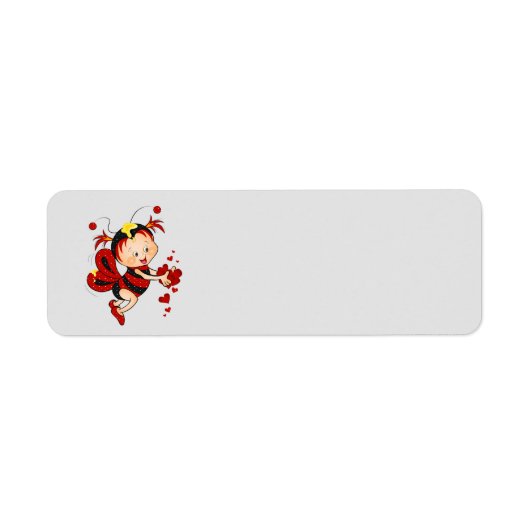 Étiquette L'abeille rouge et les coeurs de la Saint-Valentin (Devant)