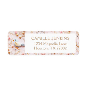 Étiquette Label d'adresse de retour Baby shower rose d'hiver