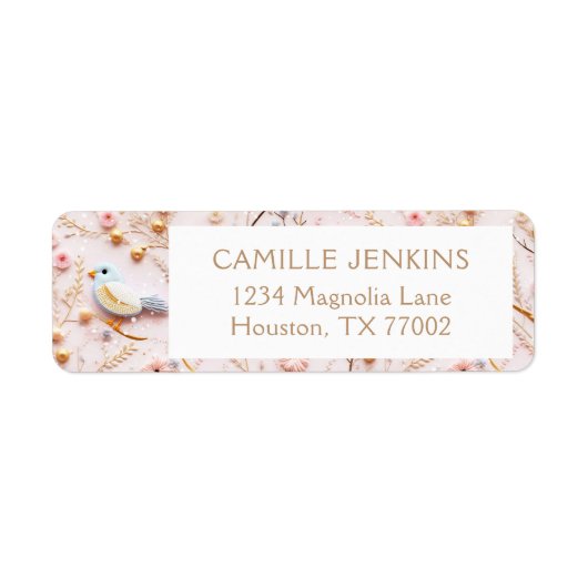 Étiquette Label d'adresse de retour Baby shower rose d'hiver (Devant)