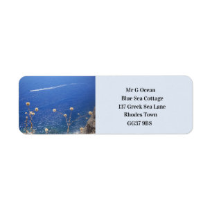 Étiquette Label d'adresse de retour de la mer bleue grecque
