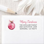 Étiquette Label d'adresse de retour de Noël rose moderne (En situation)