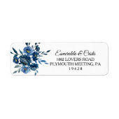 Étiquette Label d'adresse de retour Floral bleu moderne (Devant)