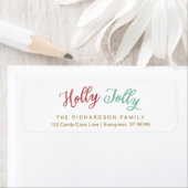 Étiquette Label d'adresse de retour Holly Jolly Christmas (En situation)
