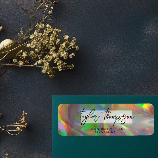 Étiquette Label d'adresse de retour Hologramme or moderne