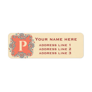 Étiquette Label d'adresse de retour Kalamkari