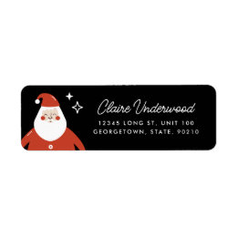 Étiquette Label d'adresse de retour Modern Cute Santa Claus