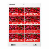 Étiquette Label de confiture Homemade chilli (Feuille entière)