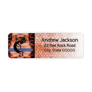 Étiquette Label de retour du paysage du désert de Kokopelli