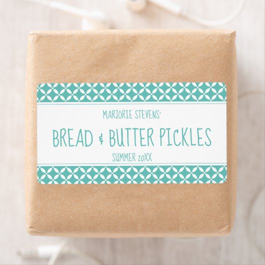 Étiquette Label Light Teal & White Canning (En situation)