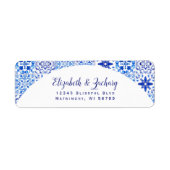 Étiquette Label Mariage de retour Blue Azulejos Arch (Devant)