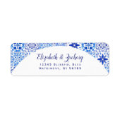 Étiquette Label Mariage de retour Blue Azulejos Arch (Devant)