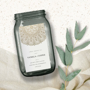ÉTIQUETTE LABEL ORNATE MANDALA SILVER PALE GOLD FOIL CANDLE