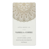 ÉTIQUETTE LABEL ORNATE MANDALA SILVER PALE GOLD FOIL CANDLE (Devant)