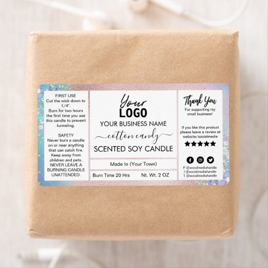 Étiquette Label Pastel Cotton Candy Scented Soy (En situation)